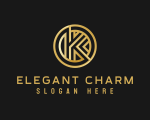 Shiny Luxury Coin Letter K logo design