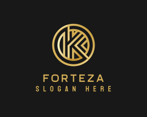 Shiny Luxury Coin Letter K logo design