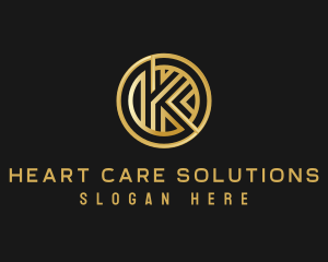 Shiny Luxury Coin Letter K logo design