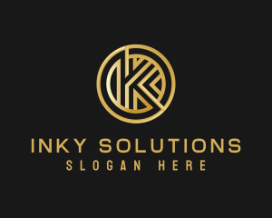 Shiny Luxury Coin Letter K logo design