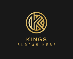 Shiny Luxury Coin Letter K logo design