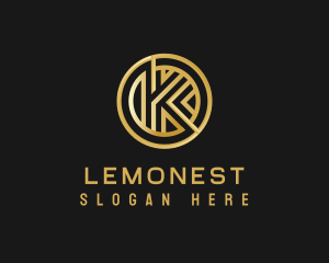Shiny Luxury Coin Letter K logo design