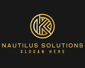 Shiny Luxury Coin Letter K logo design