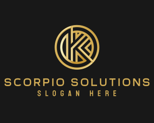 Shiny Luxury Coin Letter K logo design