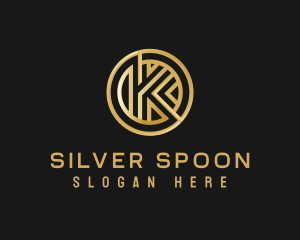 Shiny Luxury Coin Letter K logo design