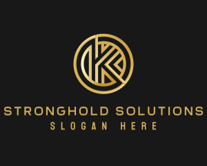 Shiny Luxury Coin Letter K logo design