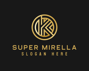 Shiny Luxury Coin Letter K logo design