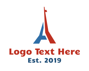 French - Blue Red Tower logo design