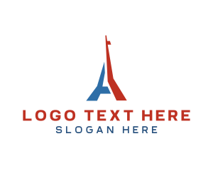 Eiffel - Tower Landmark Letter A logo design