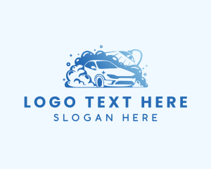 Auto Detailing - Water Bubbles Car Cleaning logo design