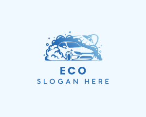 Car Wash - Water Bubbles Car Cleaning logo design