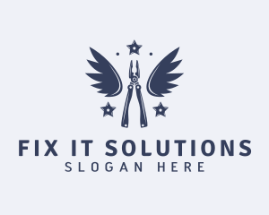 Repairman - Pliers Wings Repairman logo design