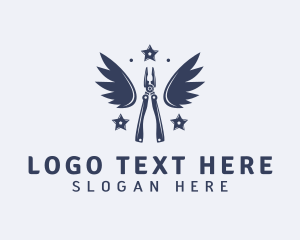 Automotive - Pliers Wings Repairman logo design