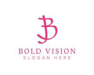 Pink Letter B Ribbon logo design