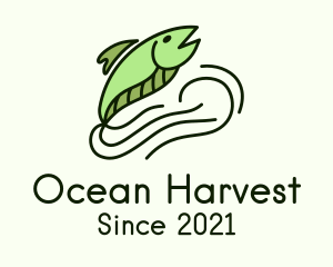 Aquaculture - Green Eel Fish logo design