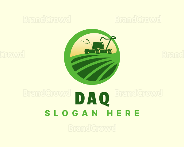 Field Grass Lawn Mower Logo