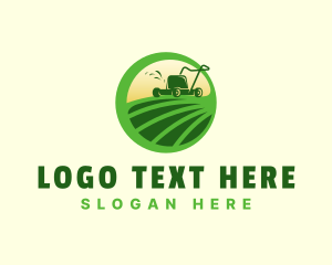 Lawn Mower - Field Grass Lawn Mower logo design
