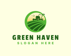 Field Grass Lawn Mower logo design