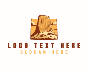 Map - Wyoming Devils Tower Mountain logo design