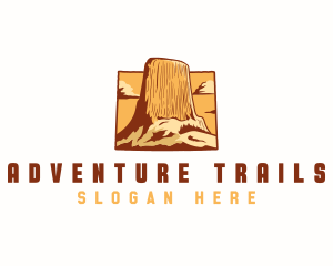 Wyoming Devils Tower Mountain logo design