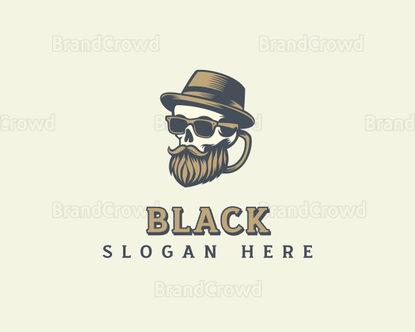 Hipster Bearded Skull Logo