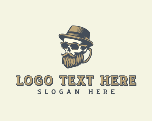 Coffee Shop - Hipster Bearded Skull logo design