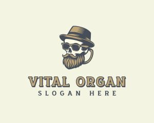 Hipster Bearded Skull Logo