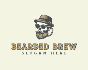 Hipster Bearded Skull logo design