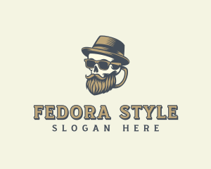 Hipster Bearded Skull logo design