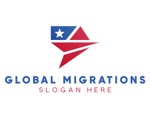 Immigration - American Flag Plane logo design