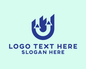 Telecom - Blue Delivery Letter U logo design