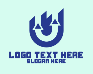 Transfer - Blue Delivery Letter U logo design
