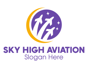 Moon Airplane Flights logo design