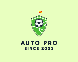 Soccer Coach - Soccer Pitch Shield logo design
