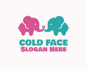 Curious - Cute Baby Elephants logo design