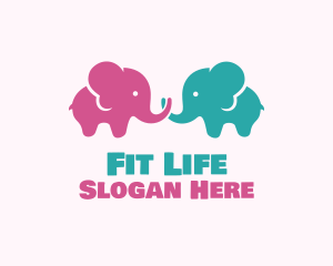 Toy Shop - Cute Baby Elephants logo design