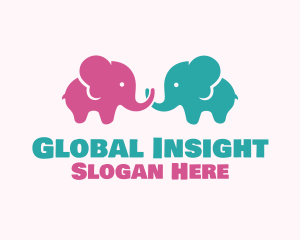 Nursery - Cute Baby Elephants logo design