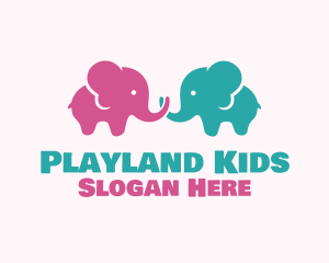 Cute Baby Elephants logo design