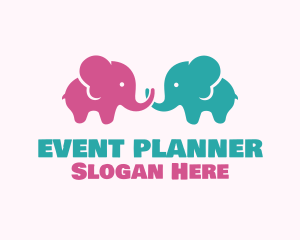 Animal - Cute Baby Elephants logo design