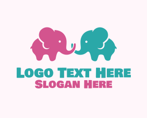 Kids Brand - Cute Baby Elephants logo design