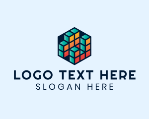 Blockchain - 3D Cube Hexagon logo design