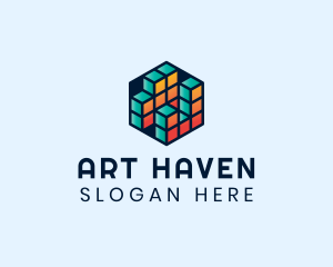 3D Cube Hexagon logo design