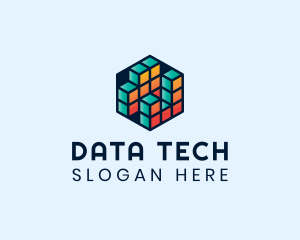 Database - 3D Cube Hexagon logo design