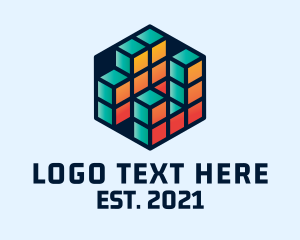 Blockchain - 3D Cube Hexagon logo design