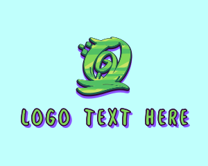 Letter O - Green Graffiti Art Number 0 logo design