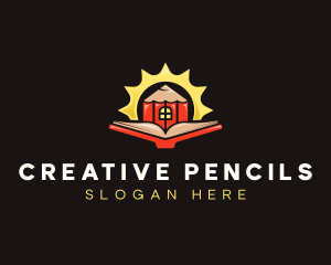 Book Pencil House logo design