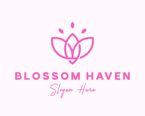 Flowering - Pink Lotus Flower logo design