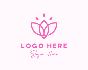Pink Lotus Flower logo design