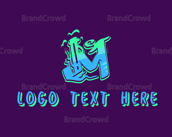 Neon Graffiti Art Letter M Logo