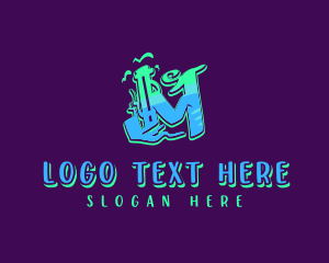 Teenager - Neon Graffiti Letter M logo design
